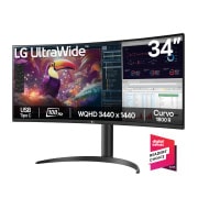 Vista frontal de Monitor curvo UltraWide QHD de 34" con USB Type-C™ 34WR55QK-B